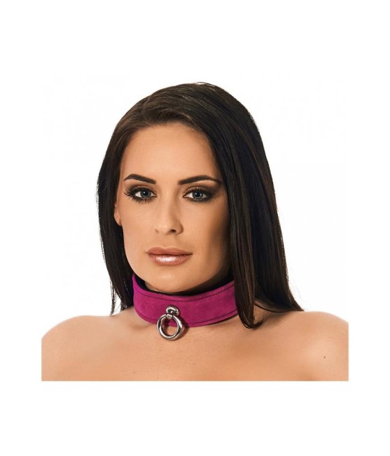 Collar de Cuero Rosa Ajustable