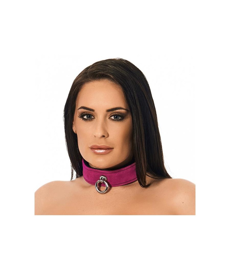 Collar de Cuero Rosa Ajustable