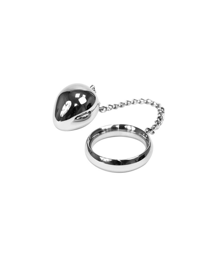 Anillo Pene con Huevo Anal Acero Inox 45mm