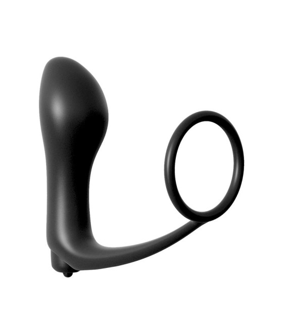 Plug Vibrador con Anillo Pene Color Negro