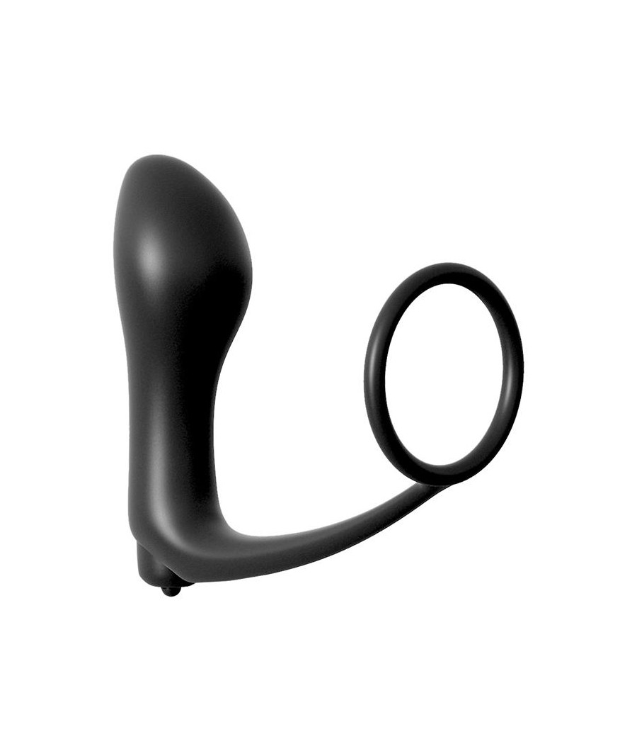 Plug Vibrador con Anillo Pene Color Negro