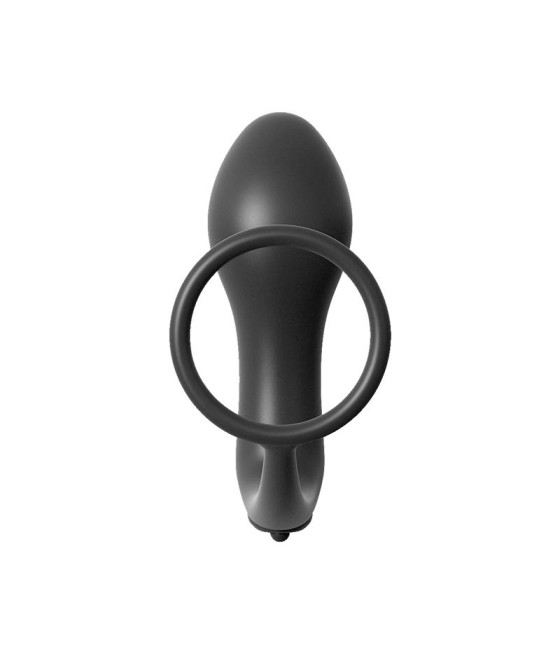 Plug Vibrador con Anillo Pene Color Negro