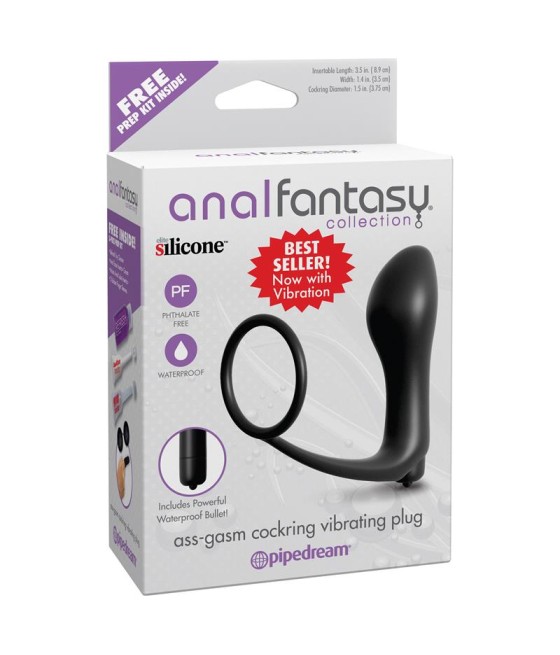 Plug Vibrador con Anillo Pene Color Negro