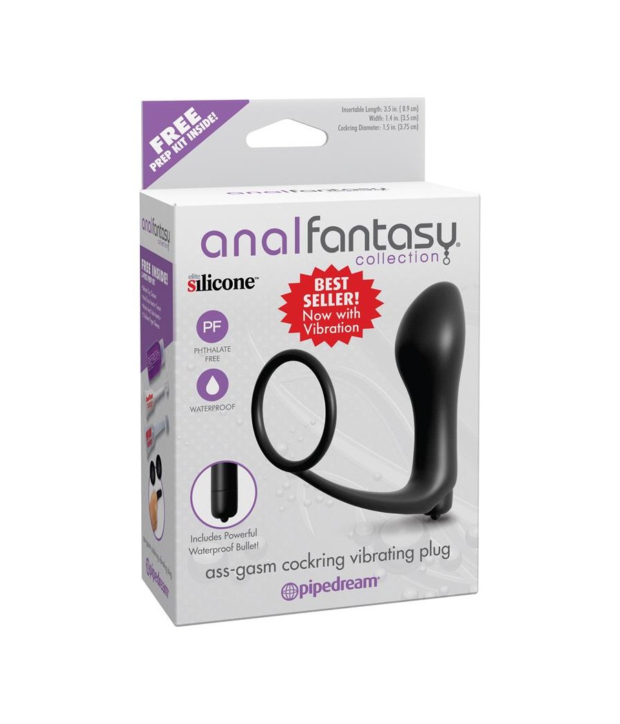 Plug Vibrador con Anillo Pene Color Negro