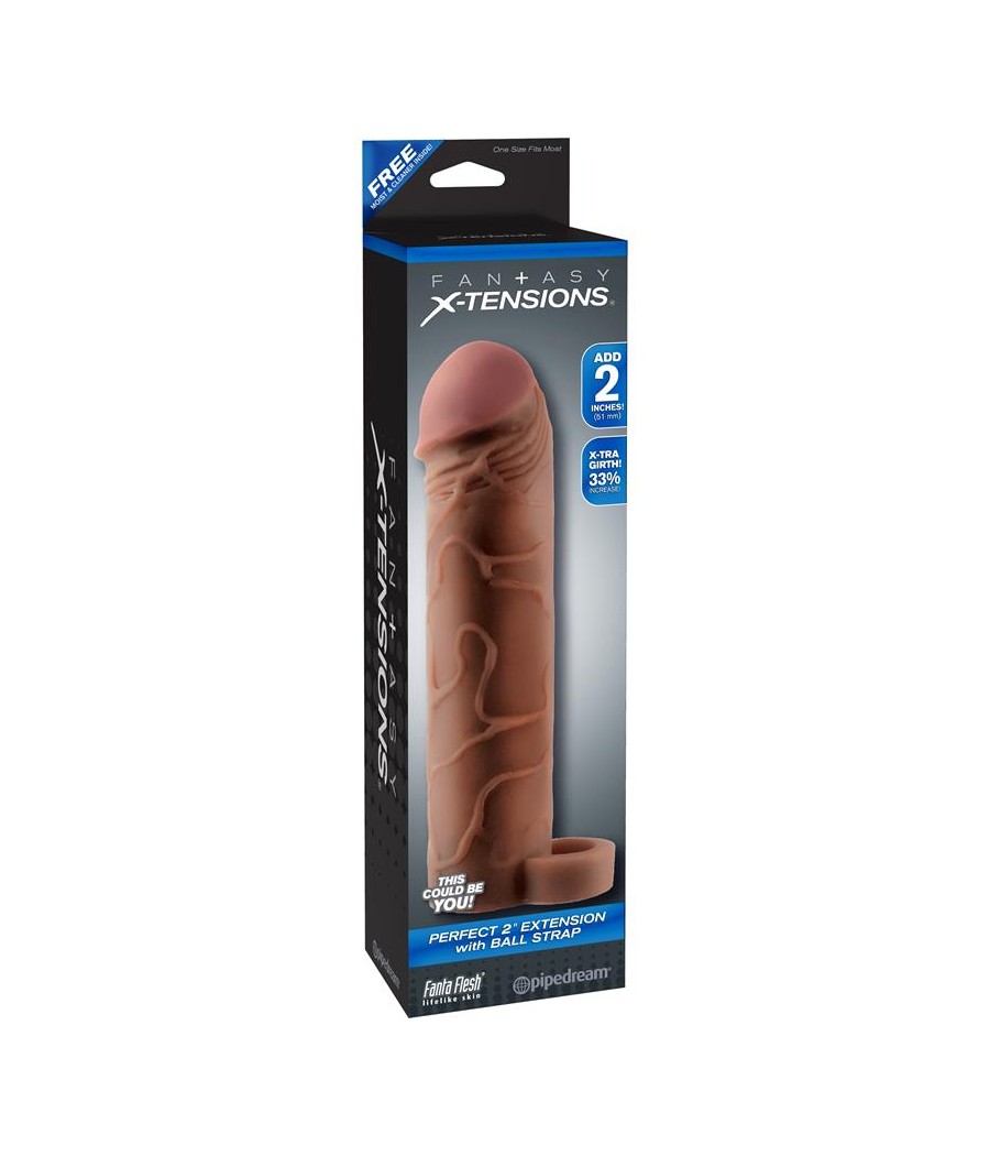 Fantasy X tensions Perfect 25 cm Extension de Pene con Anilla para Testiculos Color Marron