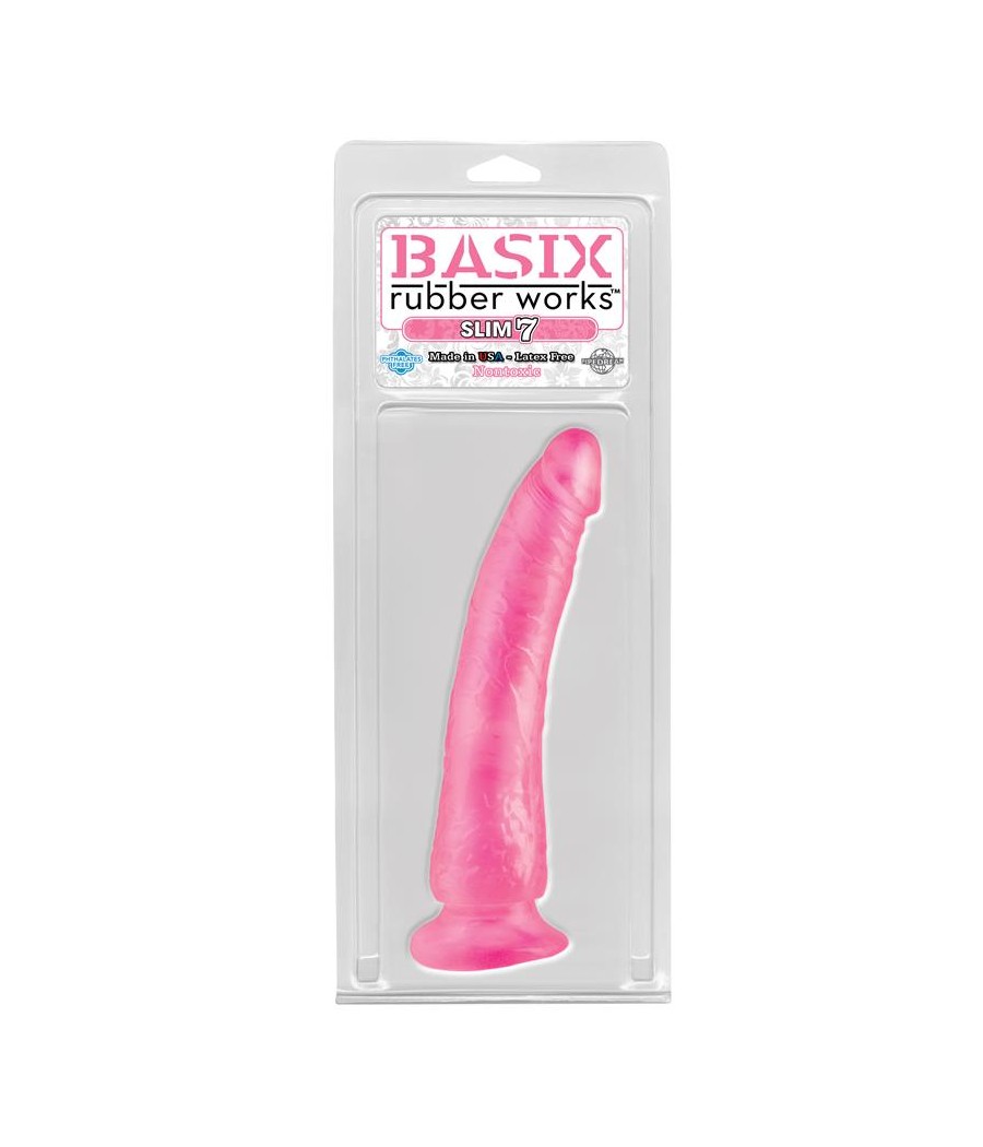 Basix Rubber Works Slim 1778 cm con Ventosa Color Rosa