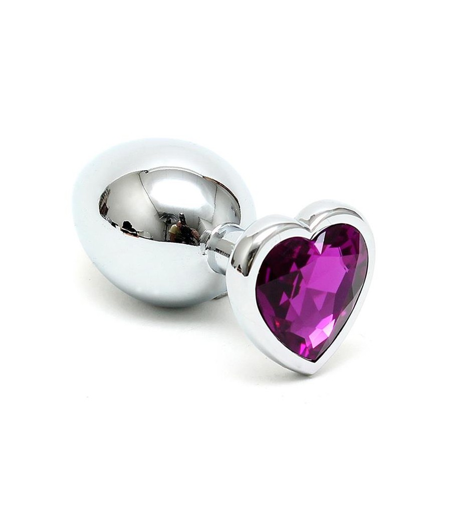 Plug Anal Acero Inox Cristal Corazon Purpura