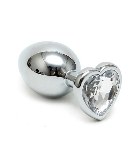 Plug Anal Acero Inox Cristal Corazón Transparente