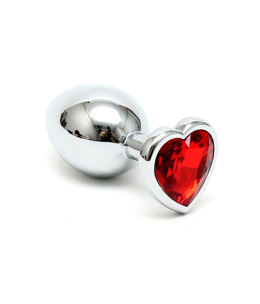 Plug Anal Acero Inox Cristal Corazon Rojo