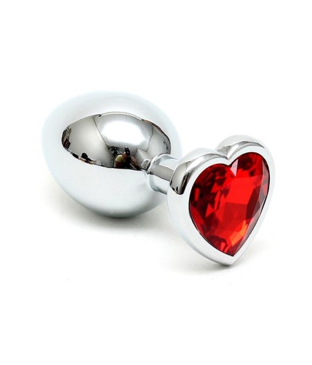 Plug Anal Acero Inox Cristal Corazón Rojo