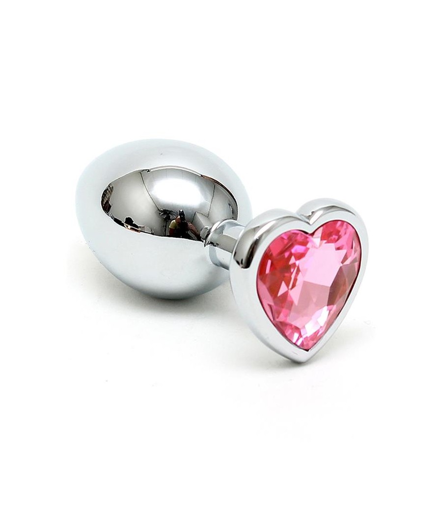 Plug Anal Acero Inox Cristal Corazon Rosa