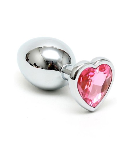 Plug Anal Acero Inox Cristal Corazón Rosa