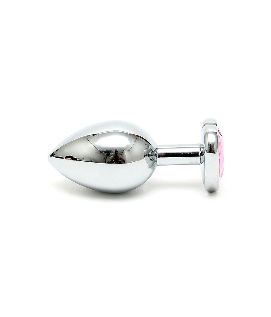 Plug Anal Acero Inox Cristal Corazon Rosa