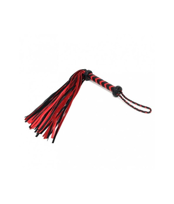 Flogger Trenzado Cuero Negro Rojo