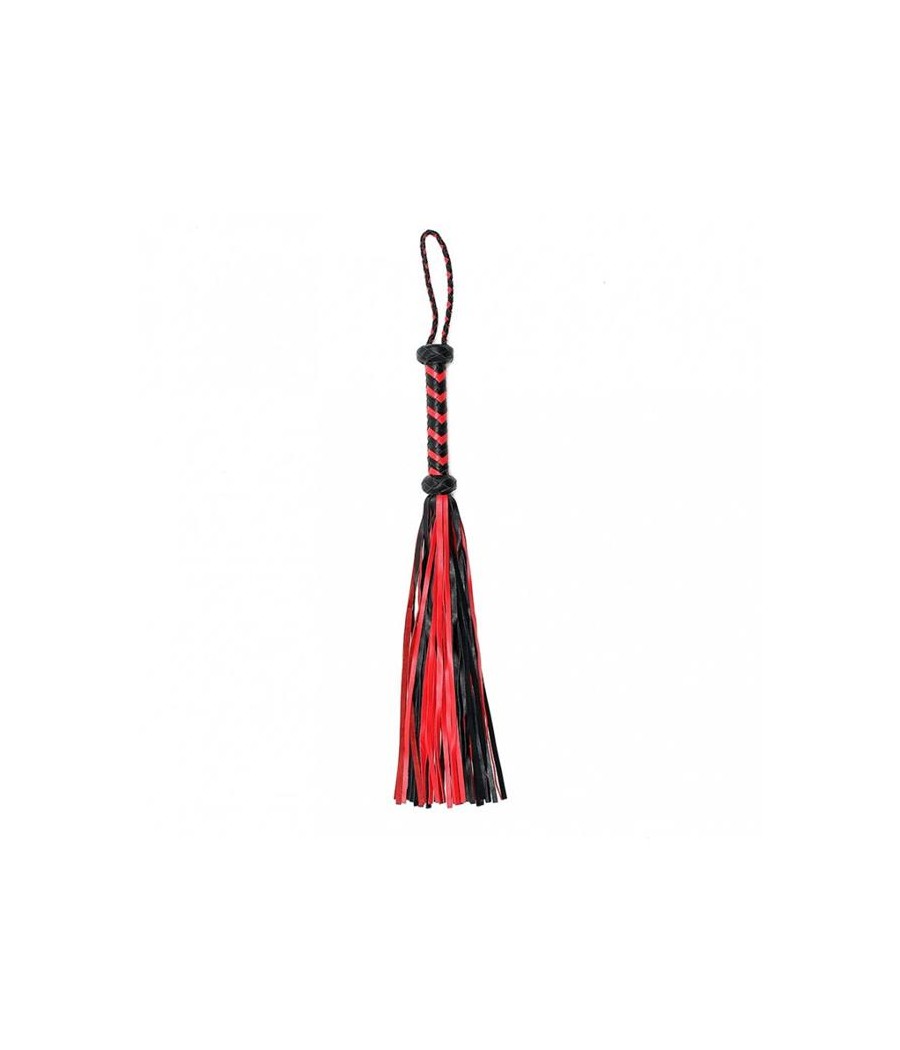 Flogger Trenzado Cuero Negro Rojo