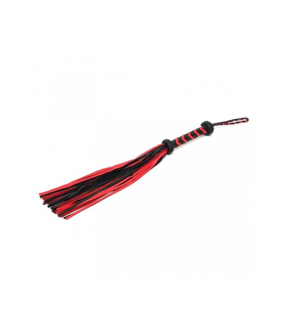 Flogger Trenzado Cuero Negro Rojo