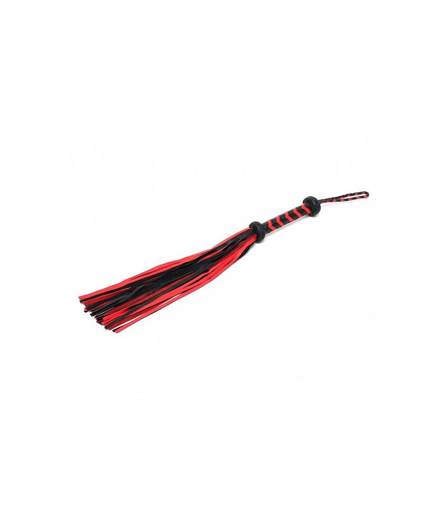 Flogger Trenzado Cuero Negro Rojo