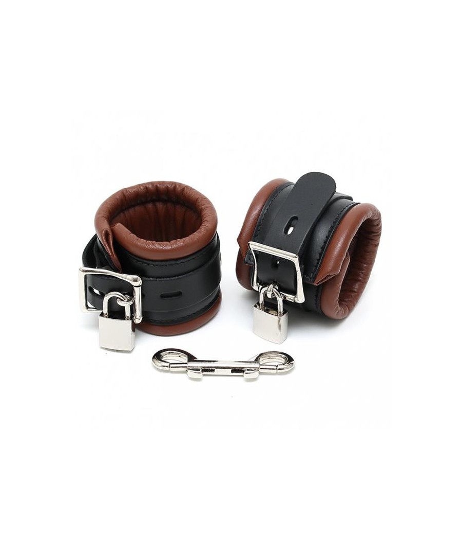 Esposas para Pies Cuero Negro y Marron 7cm Candados