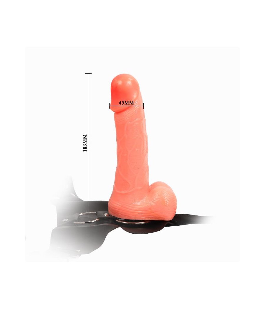 Arnes con Dildo y Testiculos Natural 183 cm