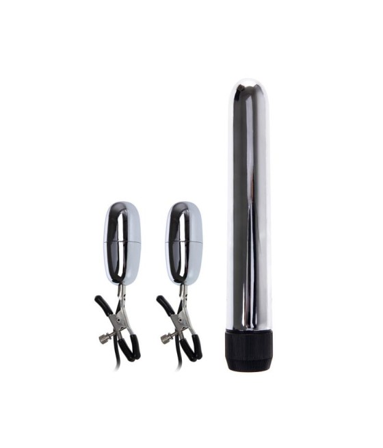 Baile Set Bala Vibrador y Pinzas para Pezones con Vibracion Turbo