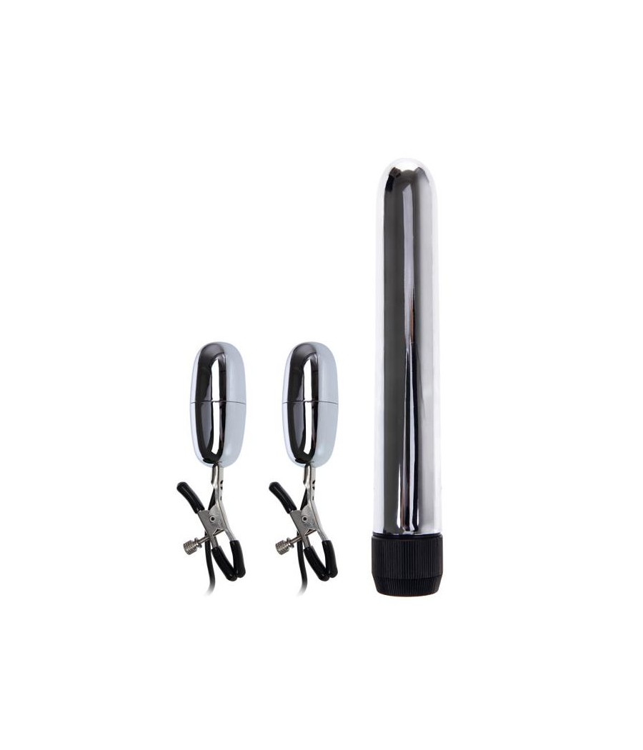 Baile Set Bala Vibrador y Pinzas para Pezones con Vibracion Turbo