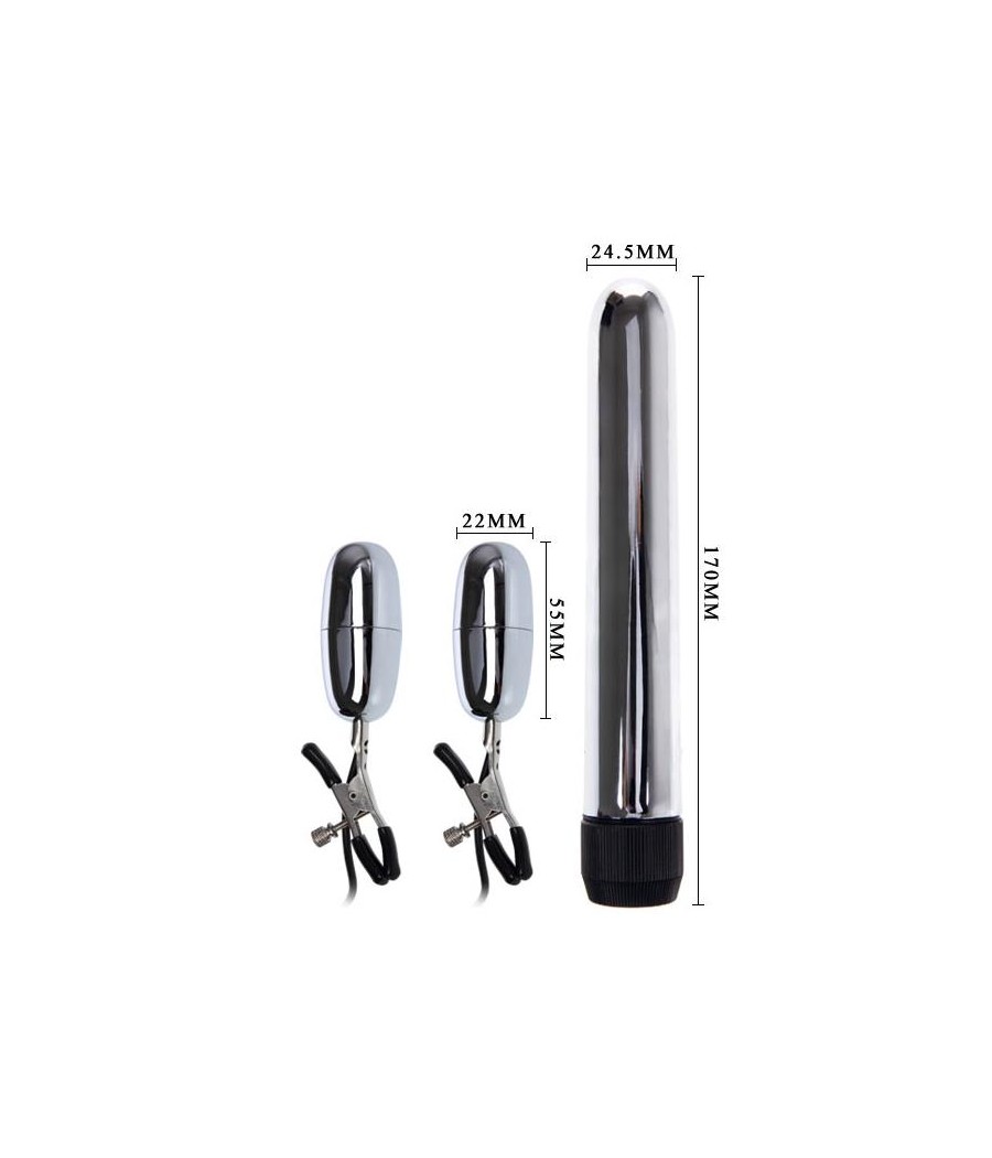 Baile Set Bala Vibrador y Pinzas para Pezones con Vibracion Turbo