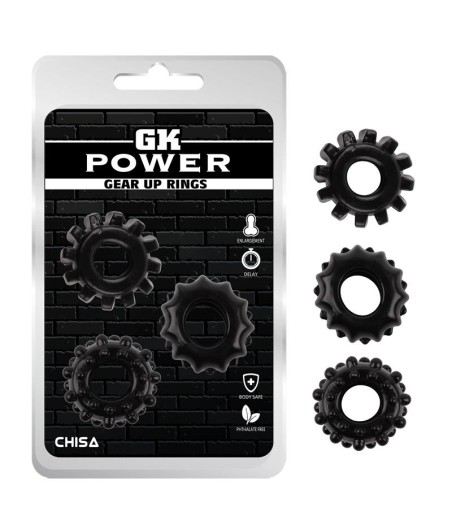 Kit 3 Anillos Pene Gear Up Negro