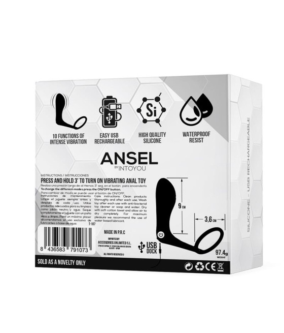 Ansel Plug Anal con Vibracion y Anillo USB Silicona