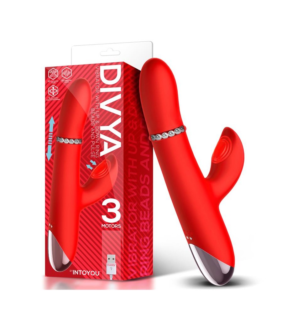 Divya Vibrador con Aro de Bolas Internas Up and Down y Pulsacion 3 Motores Independientes USB