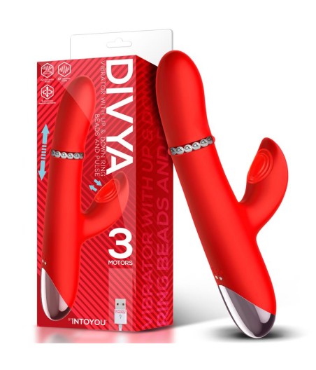 Divya Vibrador con Aro de Bolas Internas Up and Down y Pulsación 3 Motores Independientes USB