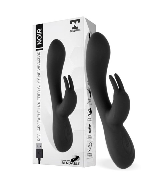 Noir Vibrador Silicona Liquida Inyectada 2 Motores USB