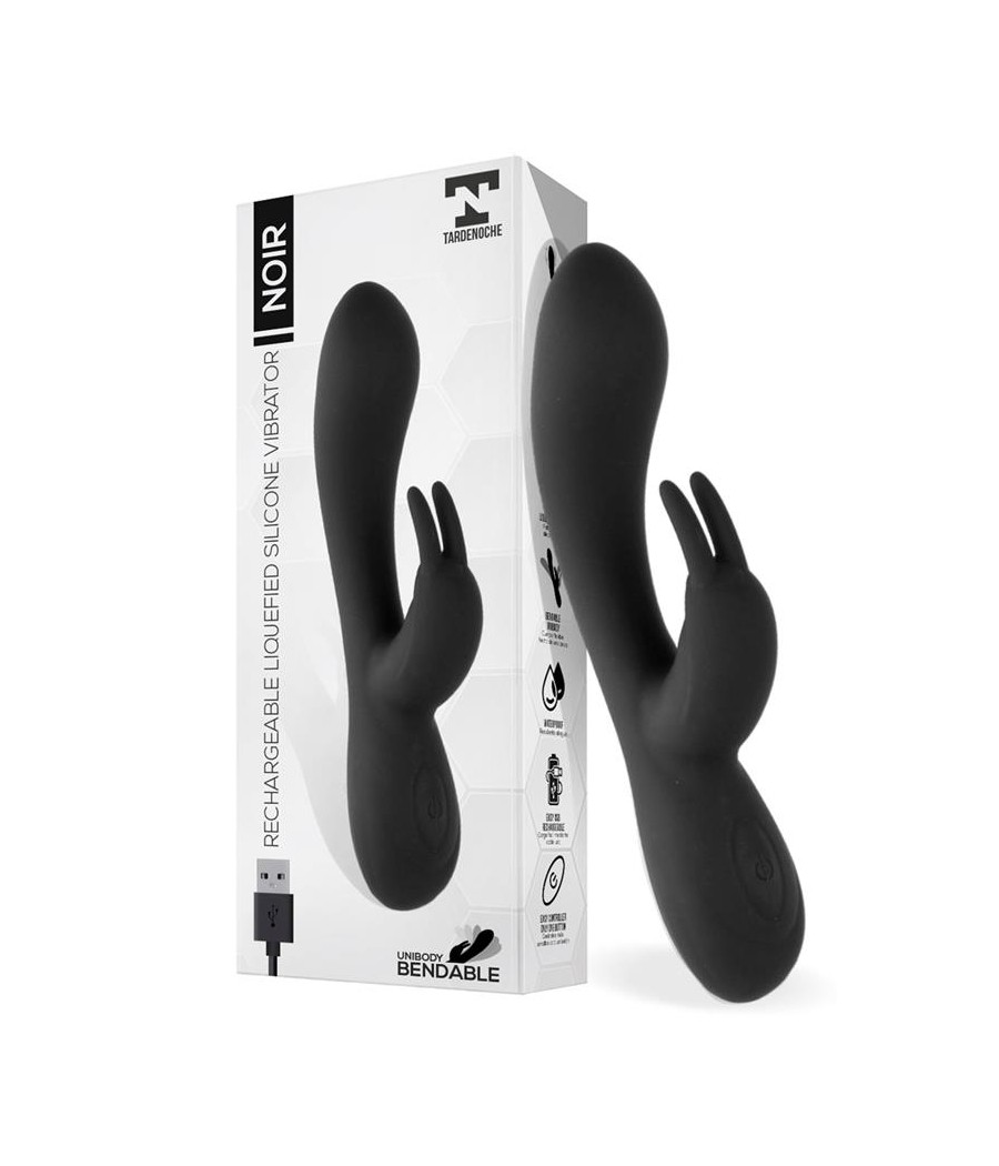 Noir Vibrador Silicona Liquida Inyectada 2 Motores USB