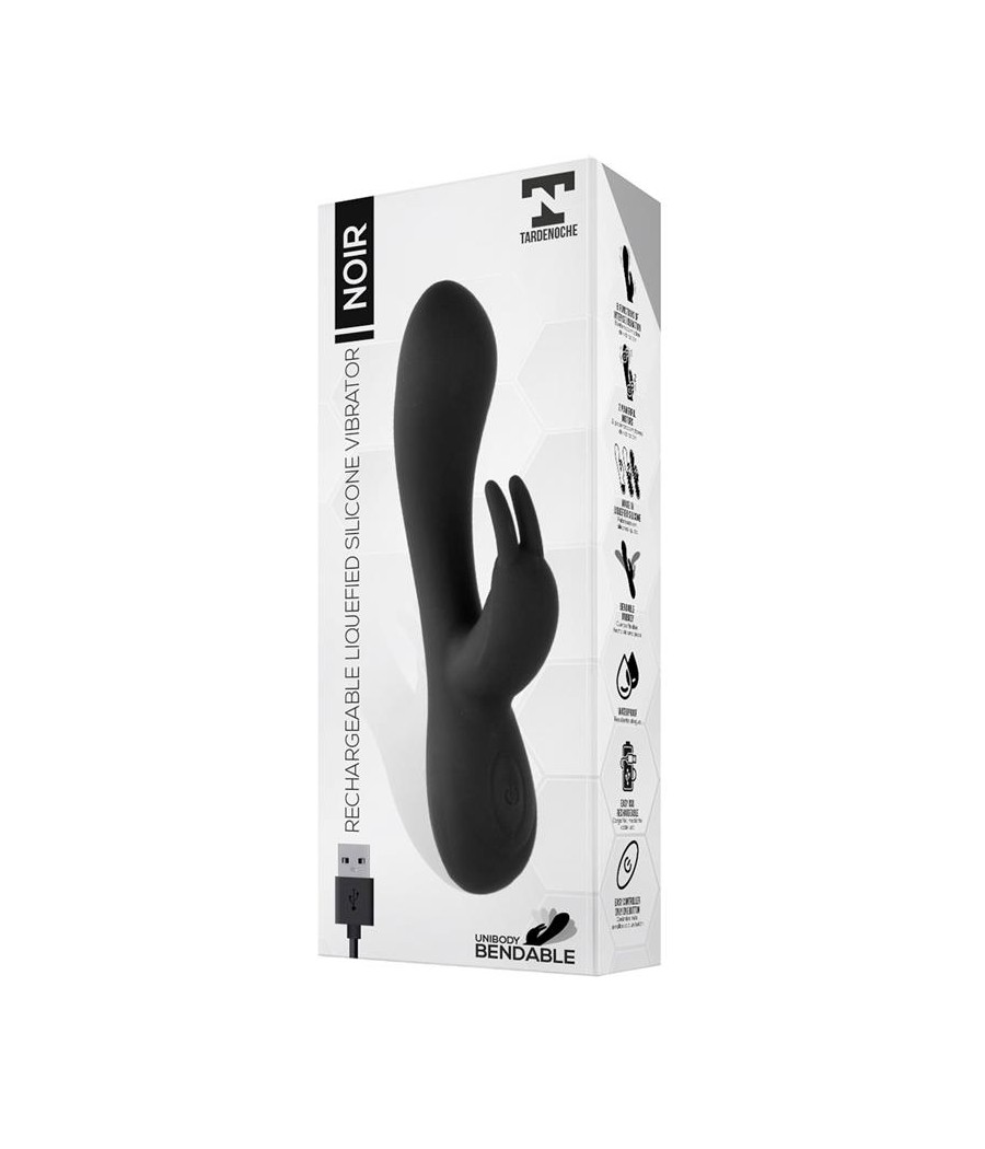 Noir Vibrador Silicona Liquida Inyectada 2 Motores USB