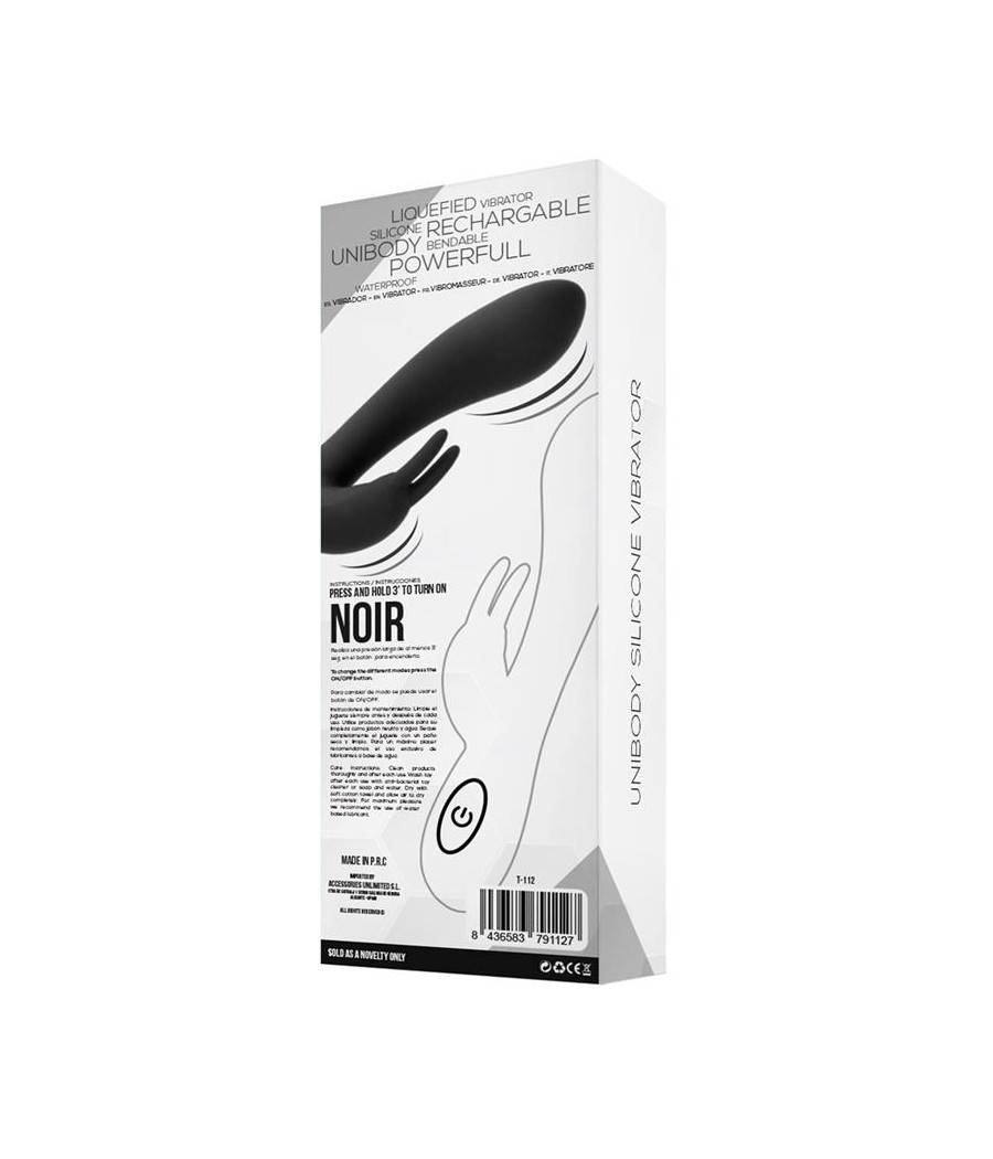 Noir Vibrador Silicona Liquida Inyectada 2 Motores USB