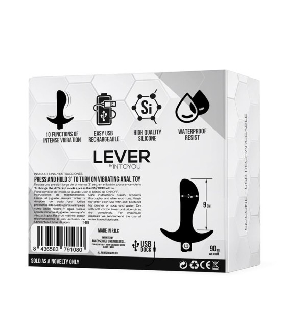 Lever Plug Anal con Vibracion USB Silicona