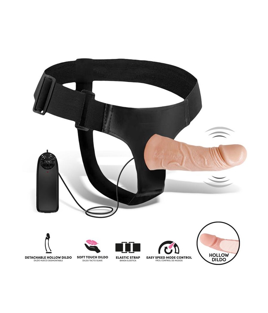 Eleto Arnes con Dildo Hueco Desmontable Vibracion y Control Remoto