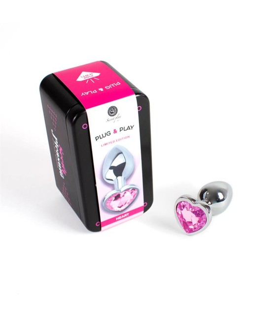 Plug Anal de Metal Corazon Fuchsia Talla S