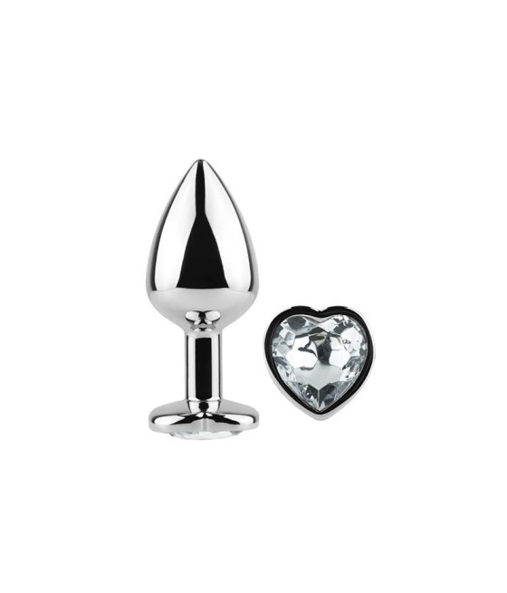 Plug Anal de Metal Corazon Transparente Talla S