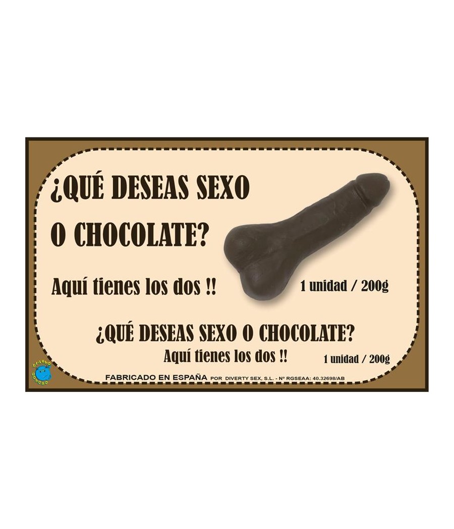 Chocolatina Chocolate Puro Forma de Pene 200 gr