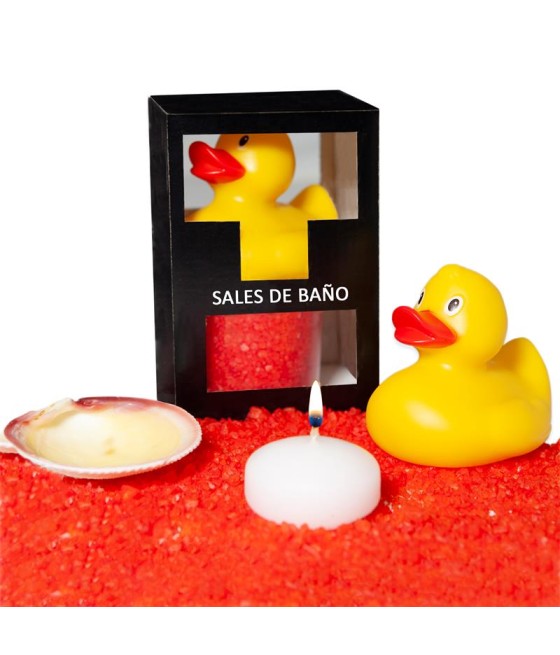 Set Sales Bano Aroma Frutos Rojos Pato Vela y Concha 150 gr