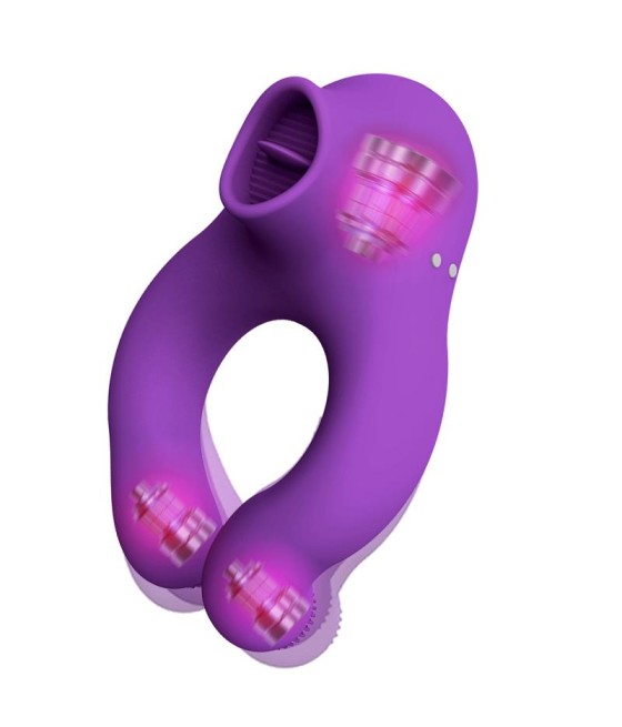 Fenda Anillo Vibrador con Lengua Estimulador y Control Remoto 3 Motores USB Magnetico