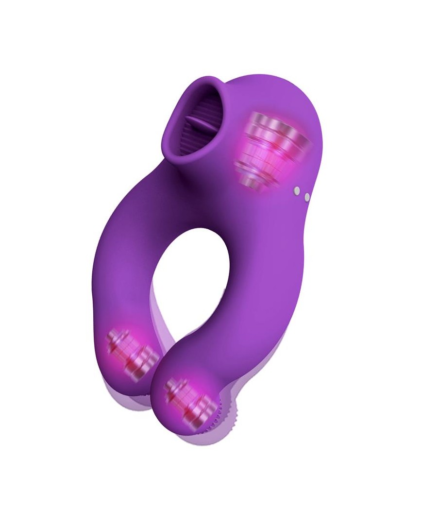 Fenda Anillo Vibrador con Lengua Estimulador y Control Remoto 3 Motores USB Magnetico