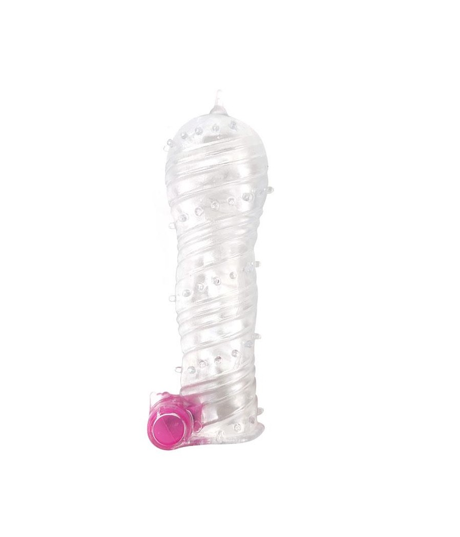 Funda para el Pene Texturizada con Bala Vibradora Transparente