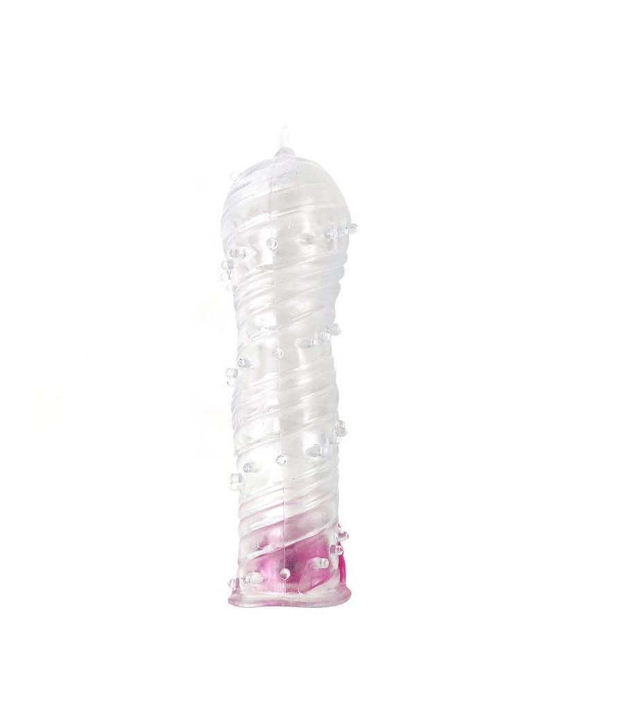 Funda para el Pene Texturizada con Bala Vibradora Transparente