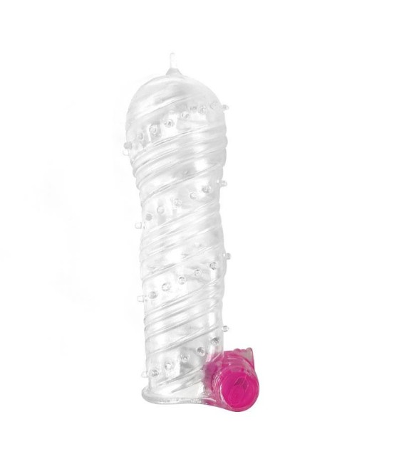 Funda para el Pene Texturizada con Bala Vibradora Transparente