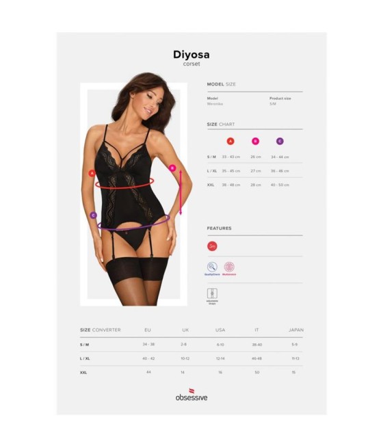 Diyosa Corset con Tanga Negro