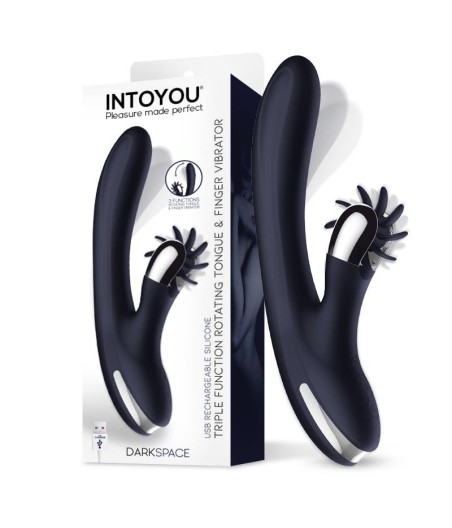 Darkspace Vibrador con Lenguas Rotadora y Movimiento Finger Azul