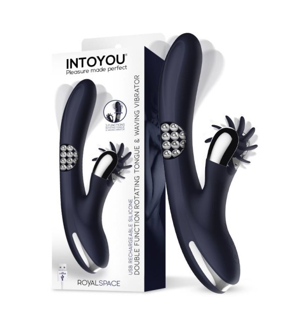 Royalspace Vibrador con Lenguas Estimuladoras y Bolas Internas 360º Azul