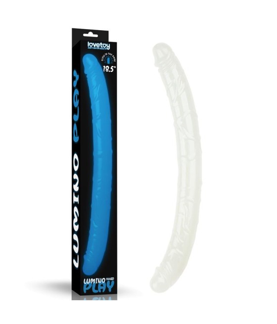 Dildo Doble Lumino Luz Azul 18.5