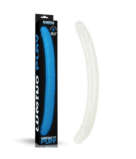 Dildo Doble Lumino Luz Azul 18.5